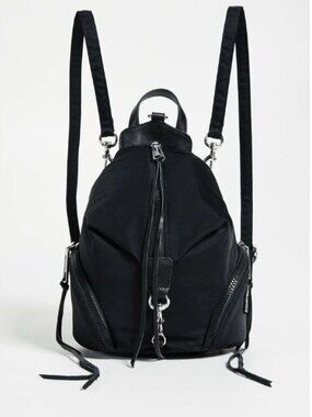 REBECCA MINKOFF Julian Black Backpack Leather Trim